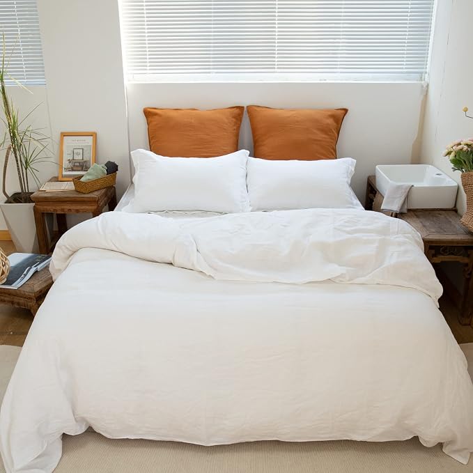 Simple&Opulence 100% Washed Linen Euro Shams 26'' x 26'' Pack of 2, Basic Style - Image 8