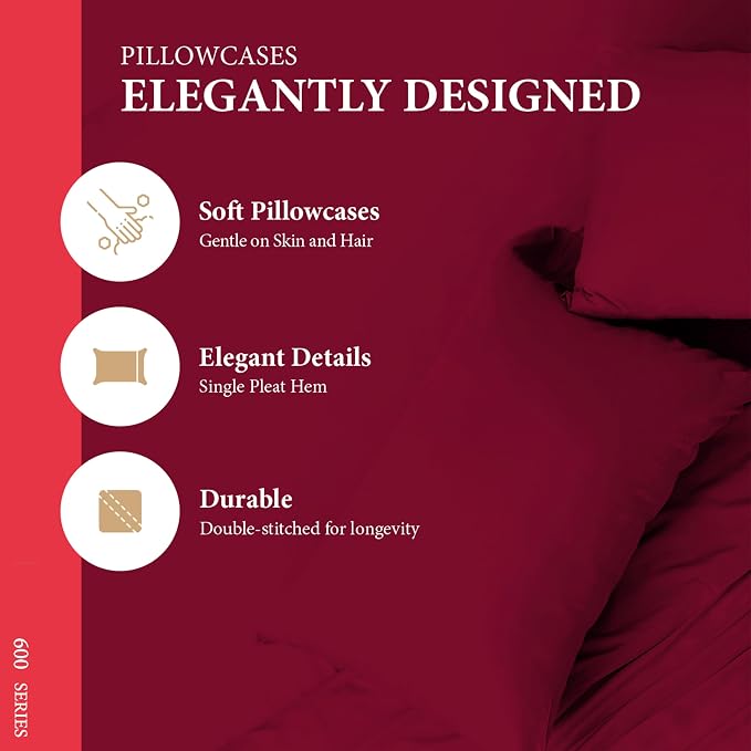 100% Egyptian Cotton Queen/Standard Pillow Cases Set of 2 - Image 4