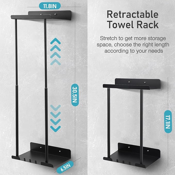 Hommtina Bathroom Towel Storage Black Towel Holder Bathroom Decor Aesthetic - Image 4