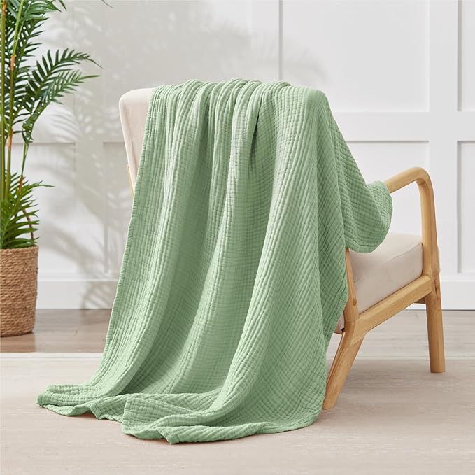 100% Cotton Muslin Blanket Large 50" x 70", 6 Layers Breathable and Lightweight - Image 7
