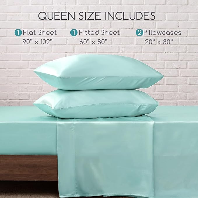 MR&HM Satin Bed Sheets, Queen Size Sheets Set - Image 7