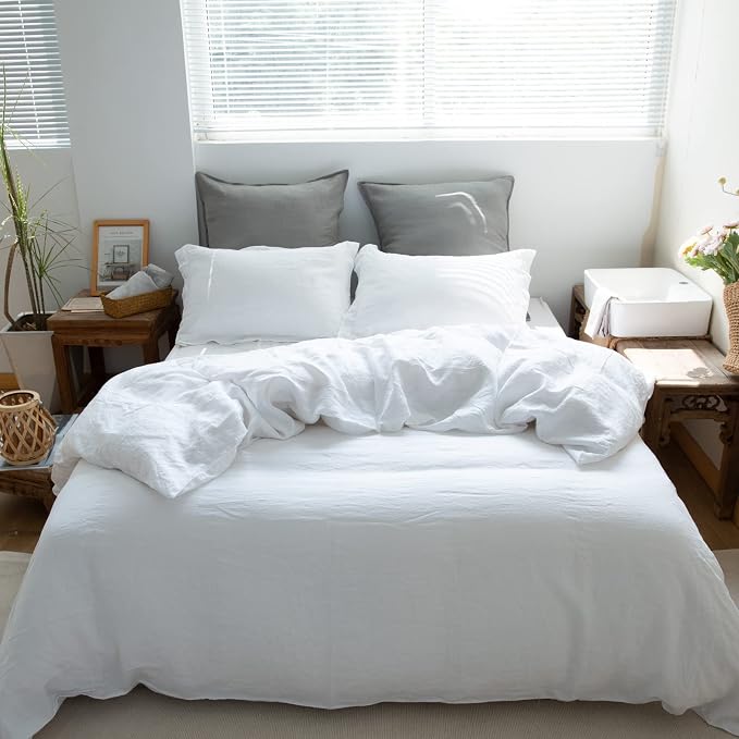 Simple&Opulence 100% Washed Linen Euro Shams 26'' x 26'' Pack of 2, Basic Style - Image 6