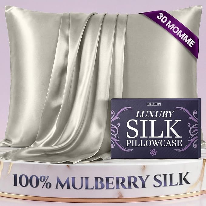 DECOLURE 100% Pure Mulberry Silk Pillow Case King Size – Highest Grade 30 Momme by DECOLURE