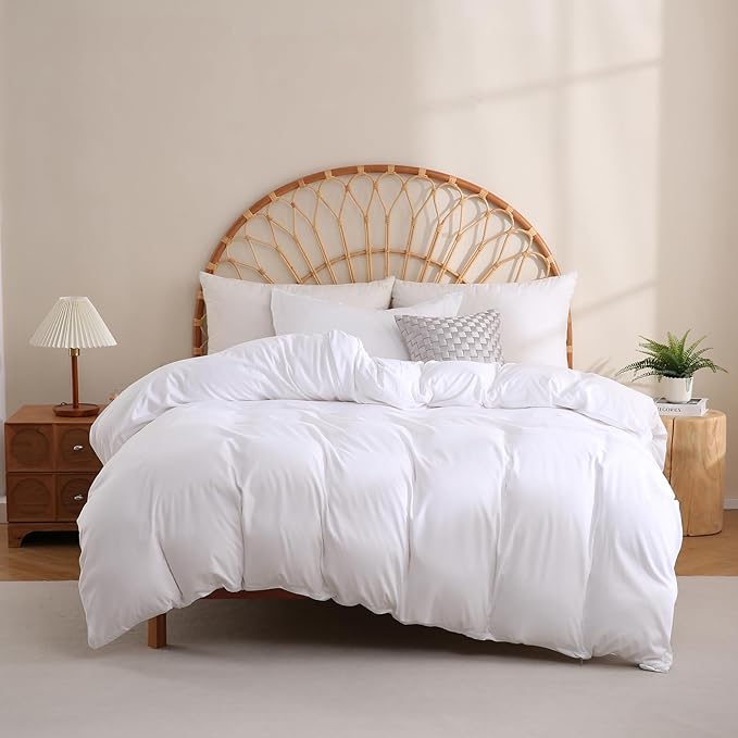 JSD White Duvet Cover Set King Size, 3 Piece Duvet Cover by JSD