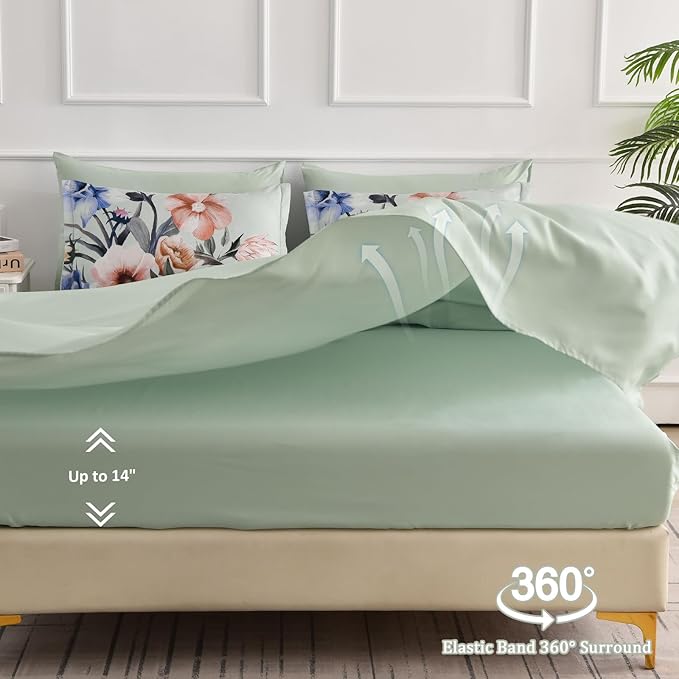 Luxudecor Floral Comforter Set King Size 7 Piece, Elegant Comforter Bedding Set - Image 5