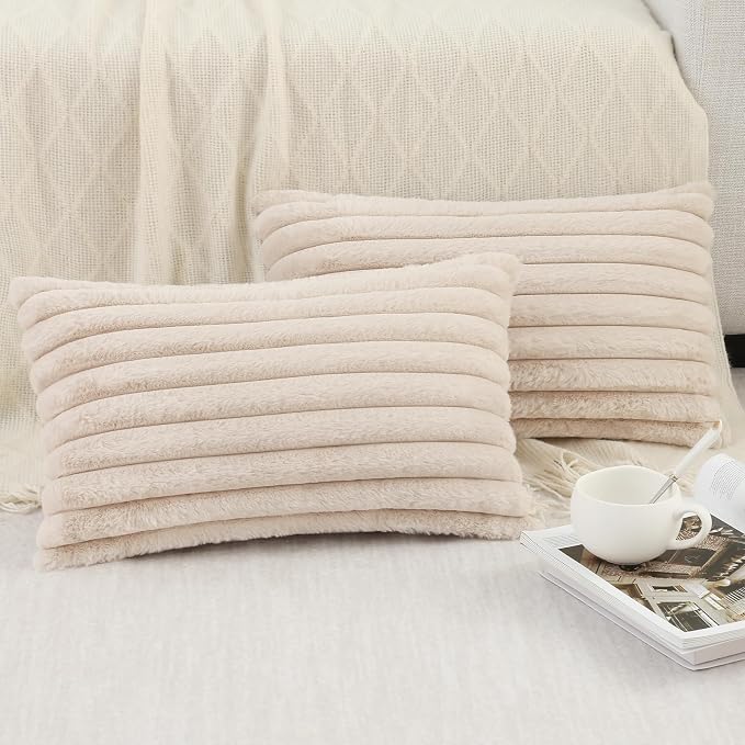 Pallene Faux Fur Plush Lumbar Throw Pillow Covers 12x20 Set of 2, Luxury Soft - Image 6