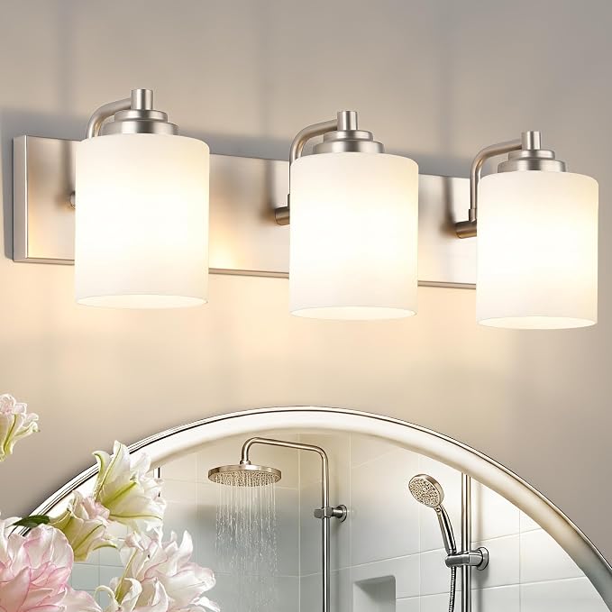 SOLFART Modern Brushed Nickel 3 Light Vanity Sconces by SOLFART