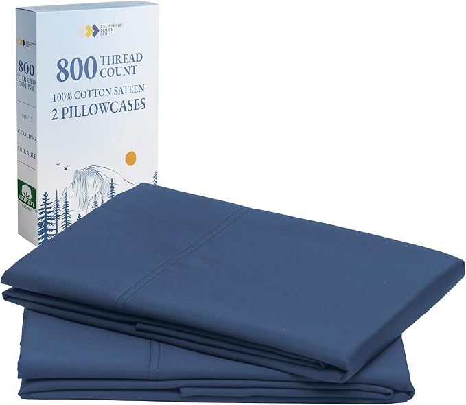 California Design Den Natural 100% Cotton Pillow Cases Queen Size Set of 2 by CaliforniaDesignDen