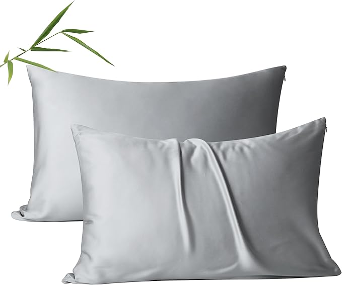 2 Pack Cooling Pillow Cases, Viscose Derived from Bamboo Pillow Protectors King by ShunjieHome
