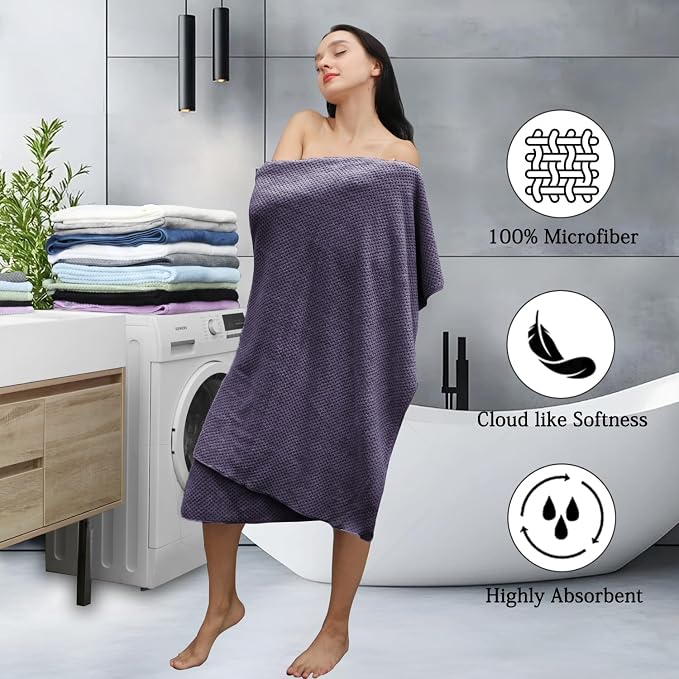 8-Piece Purplr Bath Towels Set, 2 Oversized Large Bath Towels Sheet, 2 Hand - Image 3