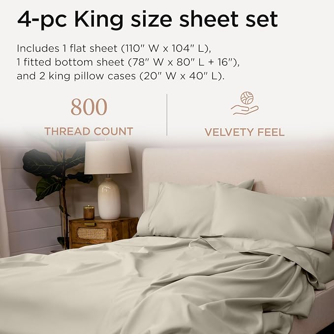 Threadmill King Size Sheets | 800 Thread Count King Bed Sheets Set - Image 2