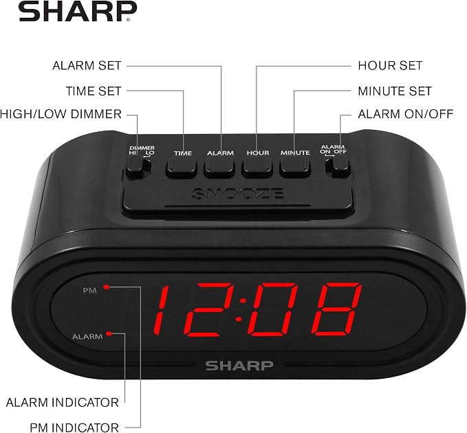 Sharp AccuSet Automatic Smart Alarm Clock – Self-Setting Digital Clock - Image 3