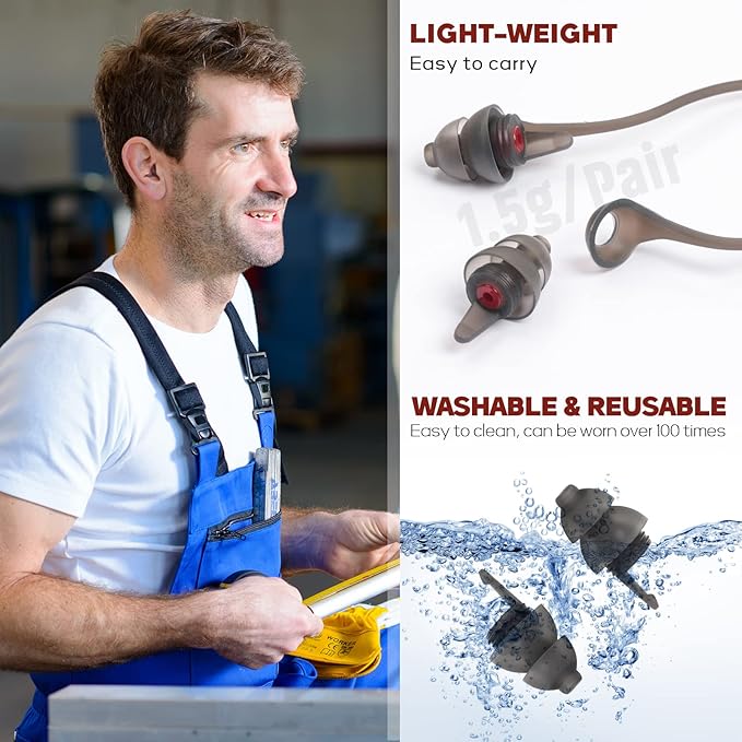 Corded Ear Plugs for Work 2 Pairs, 100x Reusable Ultra-Comfy Earplugs - Image 5
