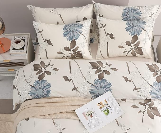 SLEEPBELLA Duvet Cover King, 600 Thread Count Cotton Botanical Flowers Pattern - Image 3