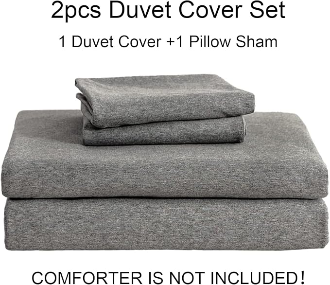 PURE ERA Jersey Knit Duvet Cover Set 100% T-Shirt Cotton Super Soft Comfy 2pc - Image 7