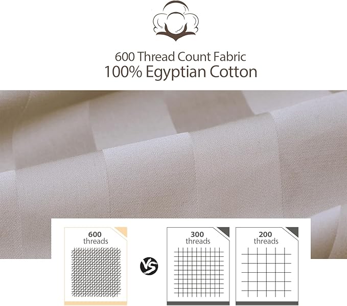 100% Egyptian Cotton Fitted Sheet Queen Size, 600 Thread Count, Single Fitted - Image 5