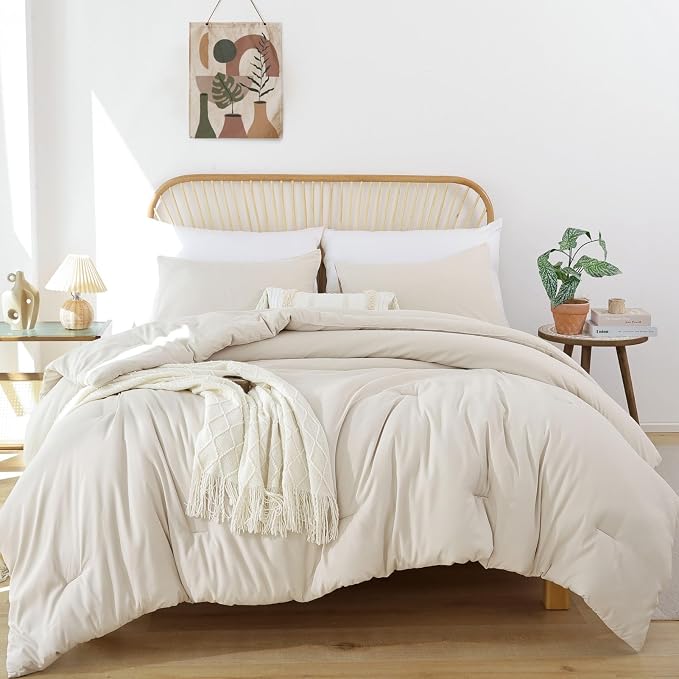 ROSGONIA Oversized King Comforter Beige - Image 4