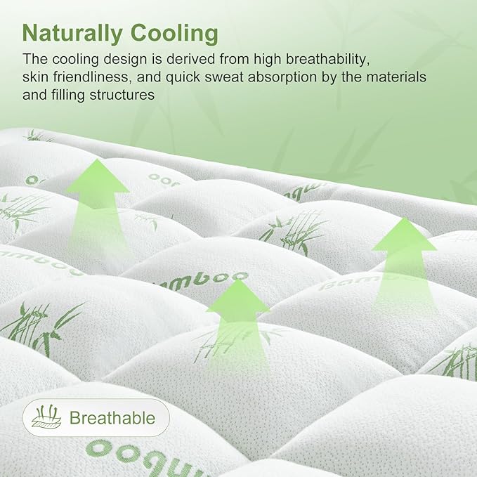 Twin XL Size Mattress Topper Viscose Derived from Bamboo, Soft Thick Pillow Top - Image 3