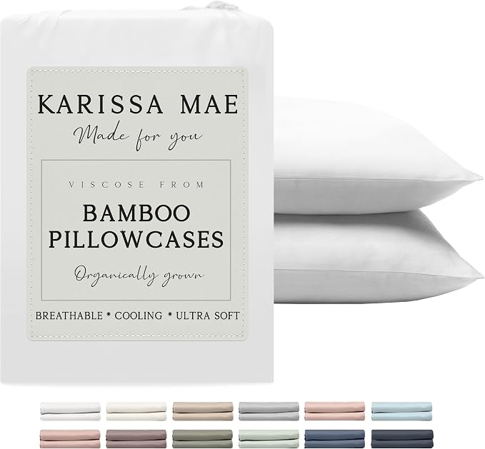 Karissa Mae Cooling Bamboo Viscose King Size Pillowcase Set | 100% FSC by KARISSAMAE
