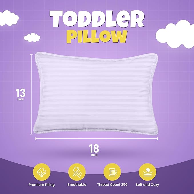 Utopia Bedding Toddler Pillow, 13x18 Small Kids Pillow - Image 2