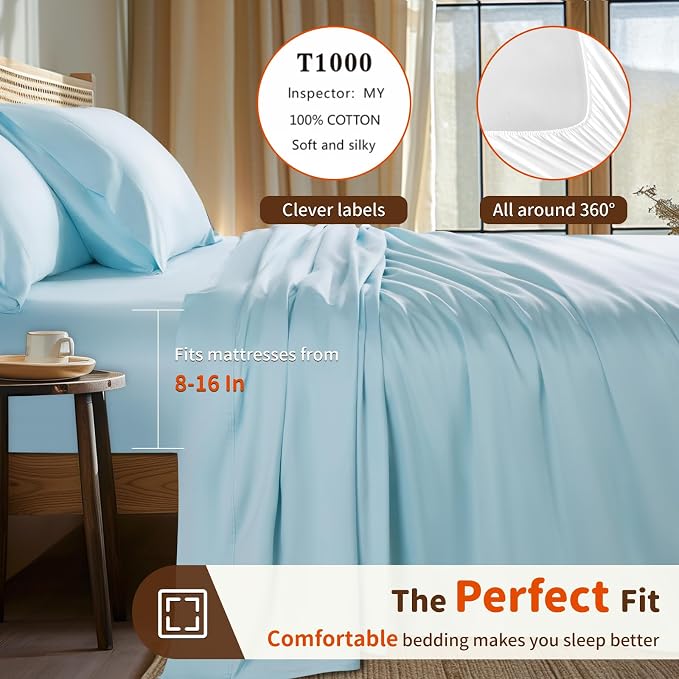 LBRO2M Split King Sheet Sets for Adjustable Bed 1000 Thread Count 100% Egyptian - Image 3