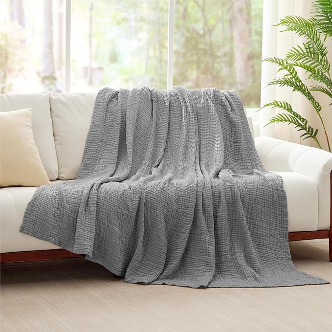 100% Cotton Muslin Blanket King 108" x 90", 6 Layers Breathable and Lightweight - Image 8