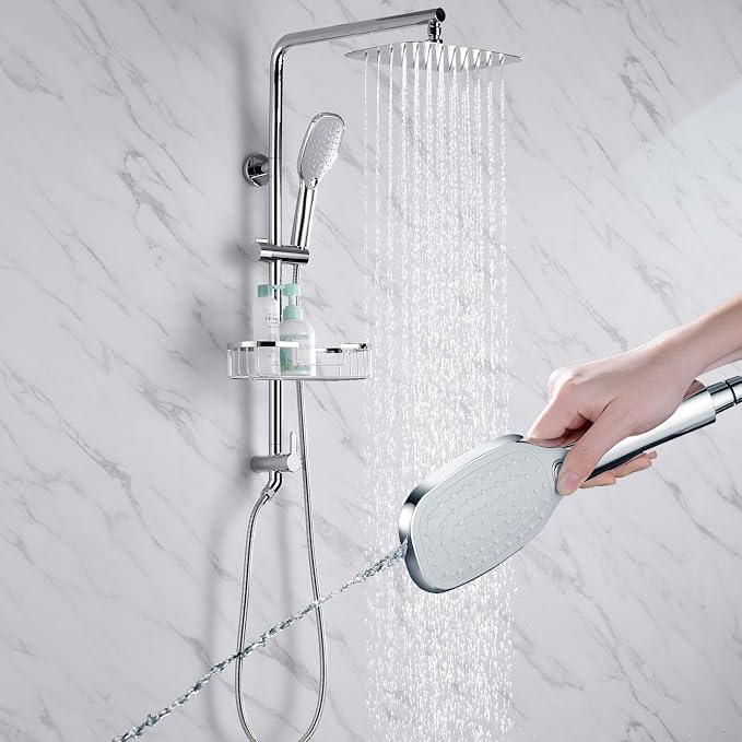Rain Shower System with 304Stainless Steel Shelf, 12 Inch Rainfall Shower Head by SonTiy