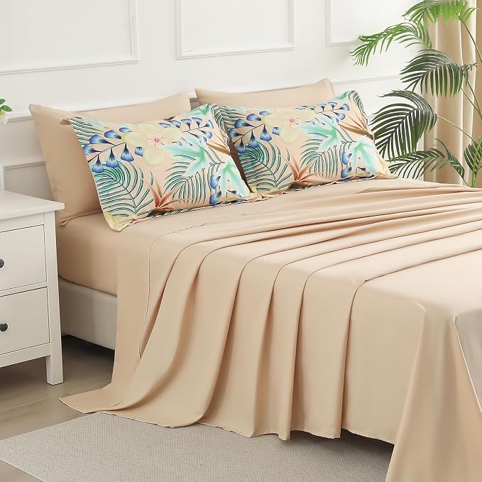 Yogeneg 7 Piece Bed in a Bag King Size Comforter Set Khaki Bedding Set - Image 4