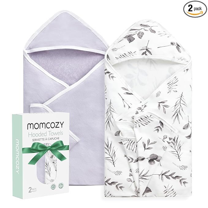 Momcozy Hooded Baby Towel, 2 Pack and Cotton Bath Towel by Momcozy