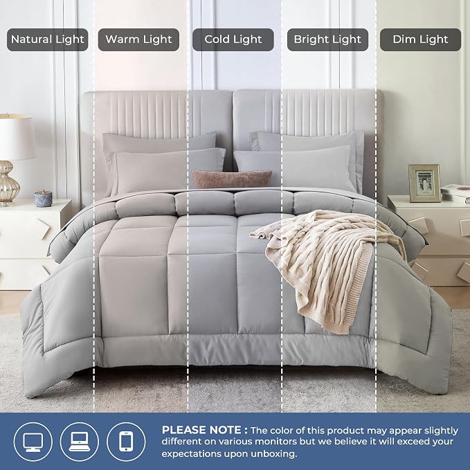 Sasttie Full Size Comforter Sets, 7 Pieces Bed in a Bag Full, Complete Bedding - Image 7