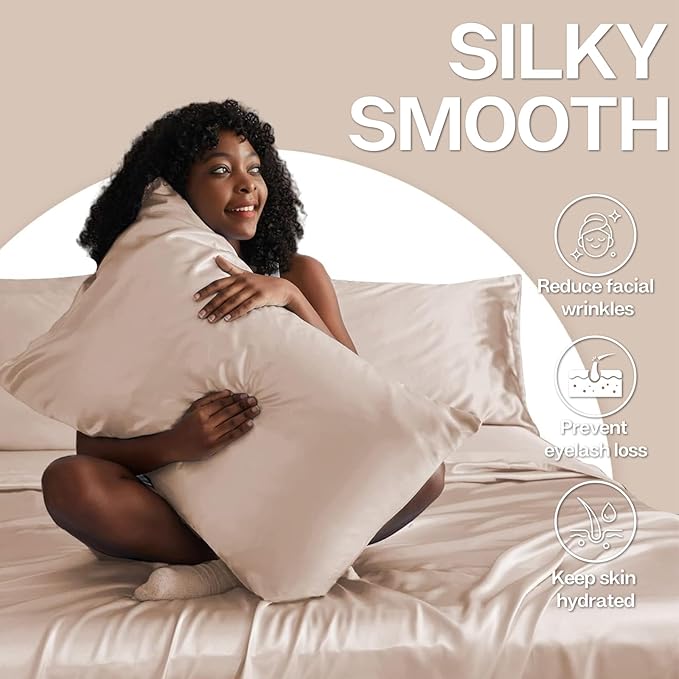 MR&HM Satin Pillowcase for Hair and Skin, Silk Satin Pillowcase 2 Pack - Image 4
