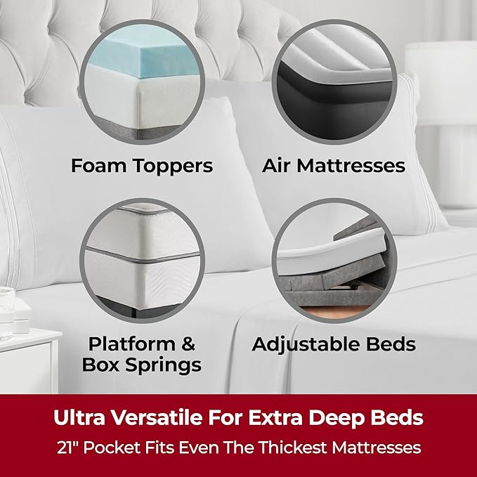 Mellanni Extra Deep Split King Sheets - Image 2