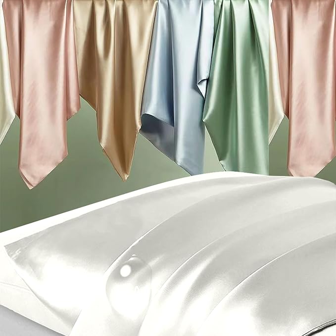 Silk Pillowcase 2 Pack, Natural Mulberry Silk Pillow Case, Anti Acne Silk - Image 2