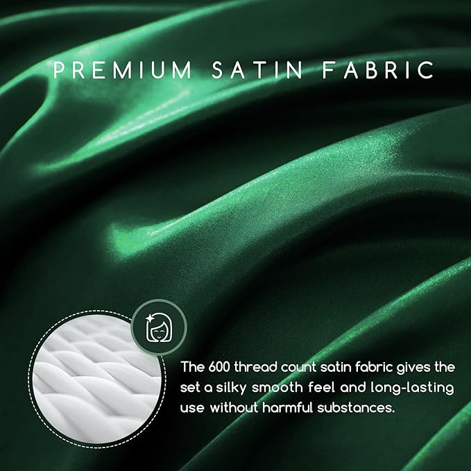 MR&HM Satin Bed Sheets, Twin Size Sheets Set - Image 2