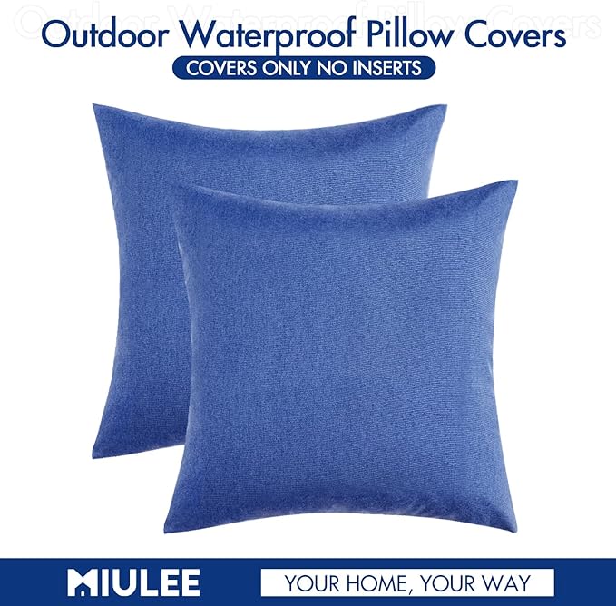 MIULEE Pack of 2 Decorative Outdoor Solid Waterproof Throw Pillow Covers Faux - Image 6
