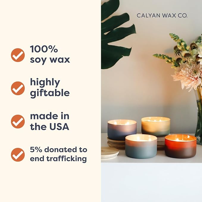 Calyan Wax Co. Mahogany & Cashmere 3 Wick Scented Candle - Image 3