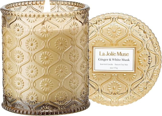 LA JOLIE MUSE Ginger & White Musk Candles | Ginger, Lemongrass & Musk | 6 oz by LaJol%C3%ADeMuse