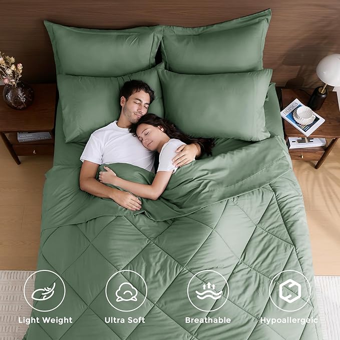 HEVUMYI Sage Green Twin Comforter Set - Image 2