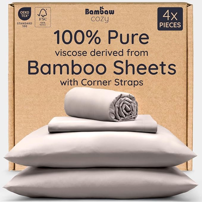 Bambaw 100% Viscose Derived from Bamboo Sheets Full Size Set – 4pcs Cooling by Bambaw