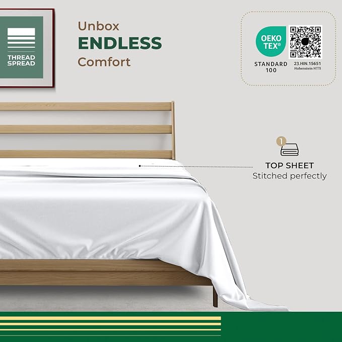THREAD SPREAD 100% Organic Cotton Percale Flat Sheet Twin Size - Image 3