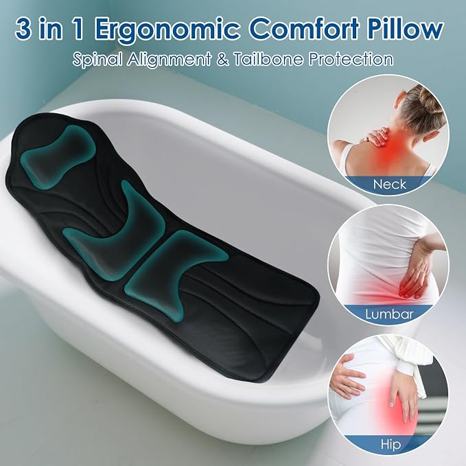 Atsuwell Full Body Bath Pillow for Bathtub, Ergonomic Bathtub Cushion for Neck - Image 2