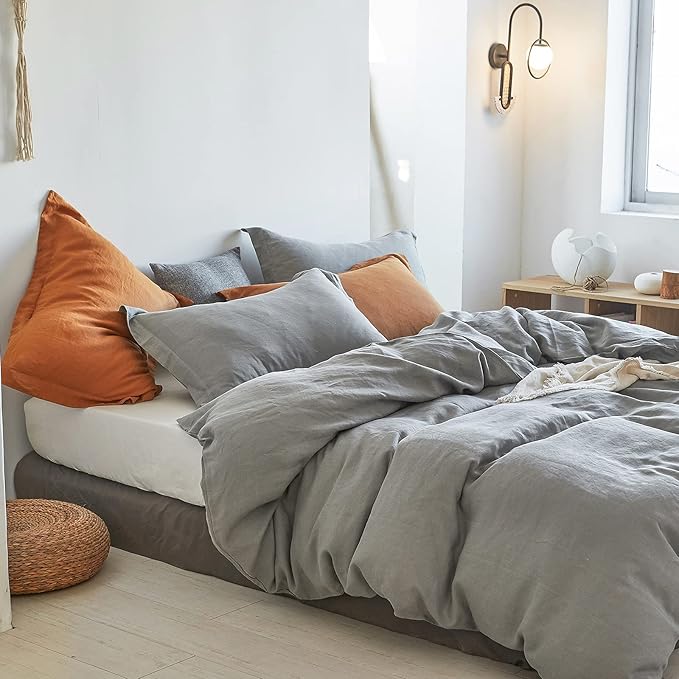 Simple&Opulence 100% Linen Duvet Cover Set 3pcs Basic Style Natural French - Image 8