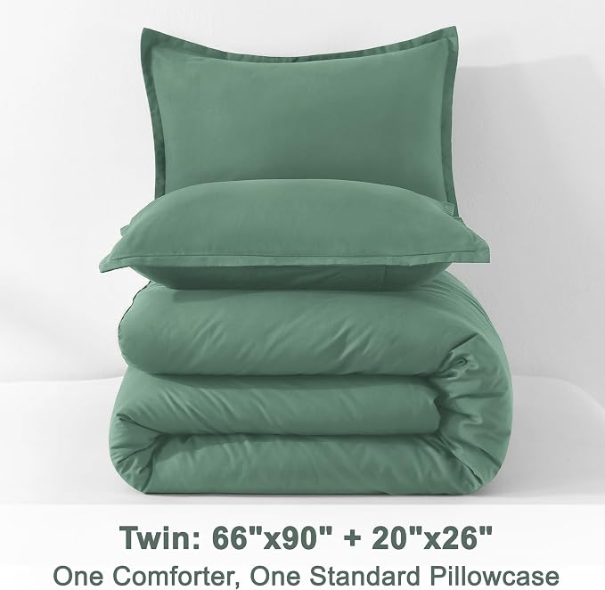 Litanika Comforters Twin/Twin XL Size Haze Green, 2 Pieces Lightweight Solid - Image 9