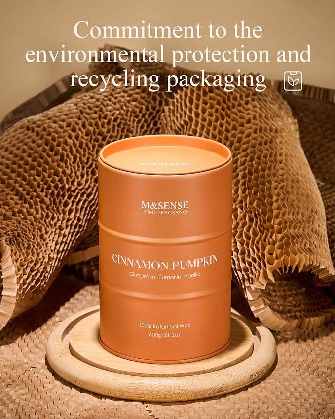 M&SENSE Cinnamon Pumpkin Scented Candles Large, Christmas Soy Candles, 21.2oz - Image 6