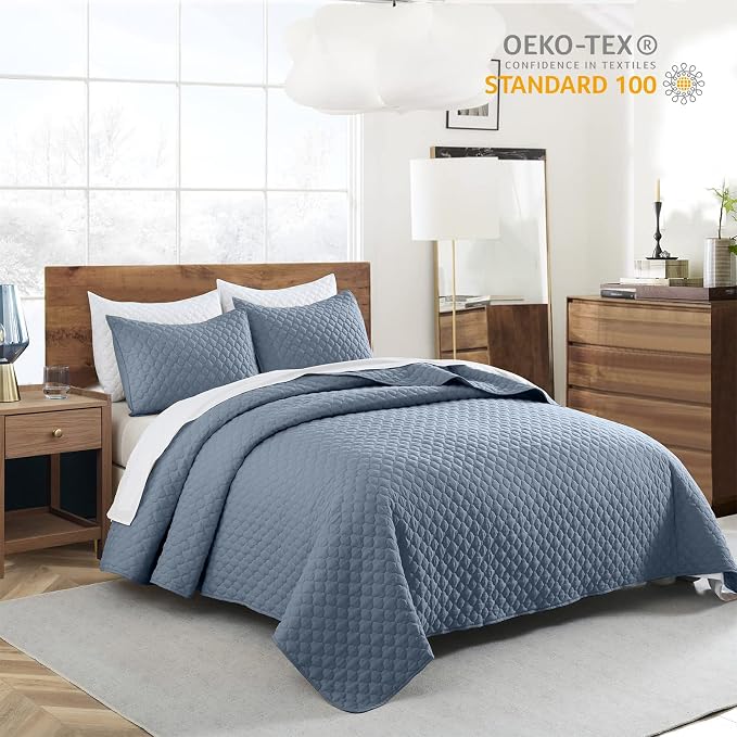 HORIMOTE HOME Quilt Queen Size Dusty Blue, Lightweight Quilts - Image 2