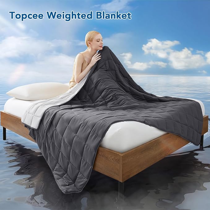 Topcee Weighted Blanket Soft Cooling Heavy Blanket Sleeping, Apply to 190-210 - Image 2