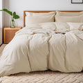 NEXHOME PRO Cotton Duvet Cover Oversized Queen 92"x98" Linen Look Textured by NEXHOMEPRO
