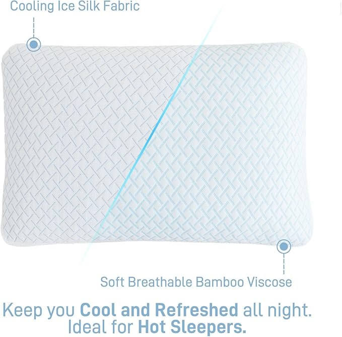 Ankwos Shredded Memory Foam Cooling Soft Bamboo Viscose Pillows Queen Size Set - Image 5