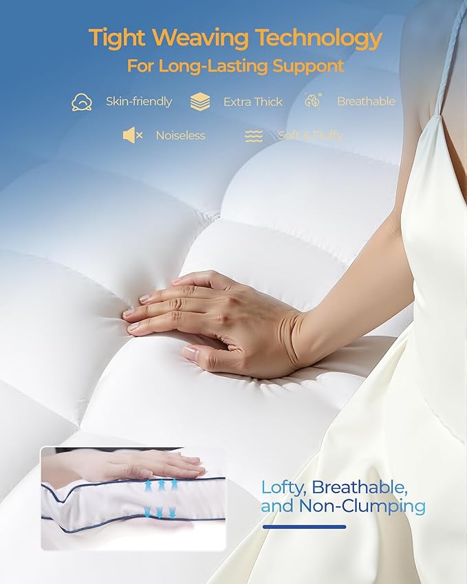 KAYFIA King Mattress Topper, Extra Thick Mattress Pad Cover - Image 4