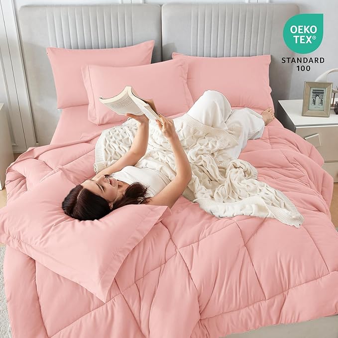 Sasttie Twin Comforter Set, 5 Pieces Bed in a Bag Twin, Complete Bedding Set - Image 5